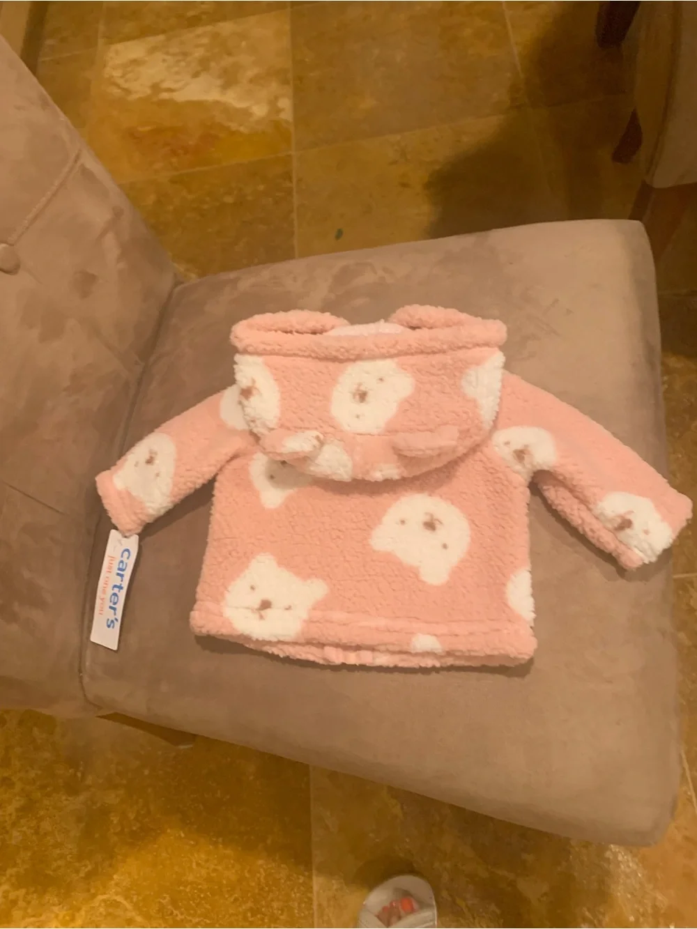 Carters Pink Sherpa Hooded Jacket with Bears New With Tags